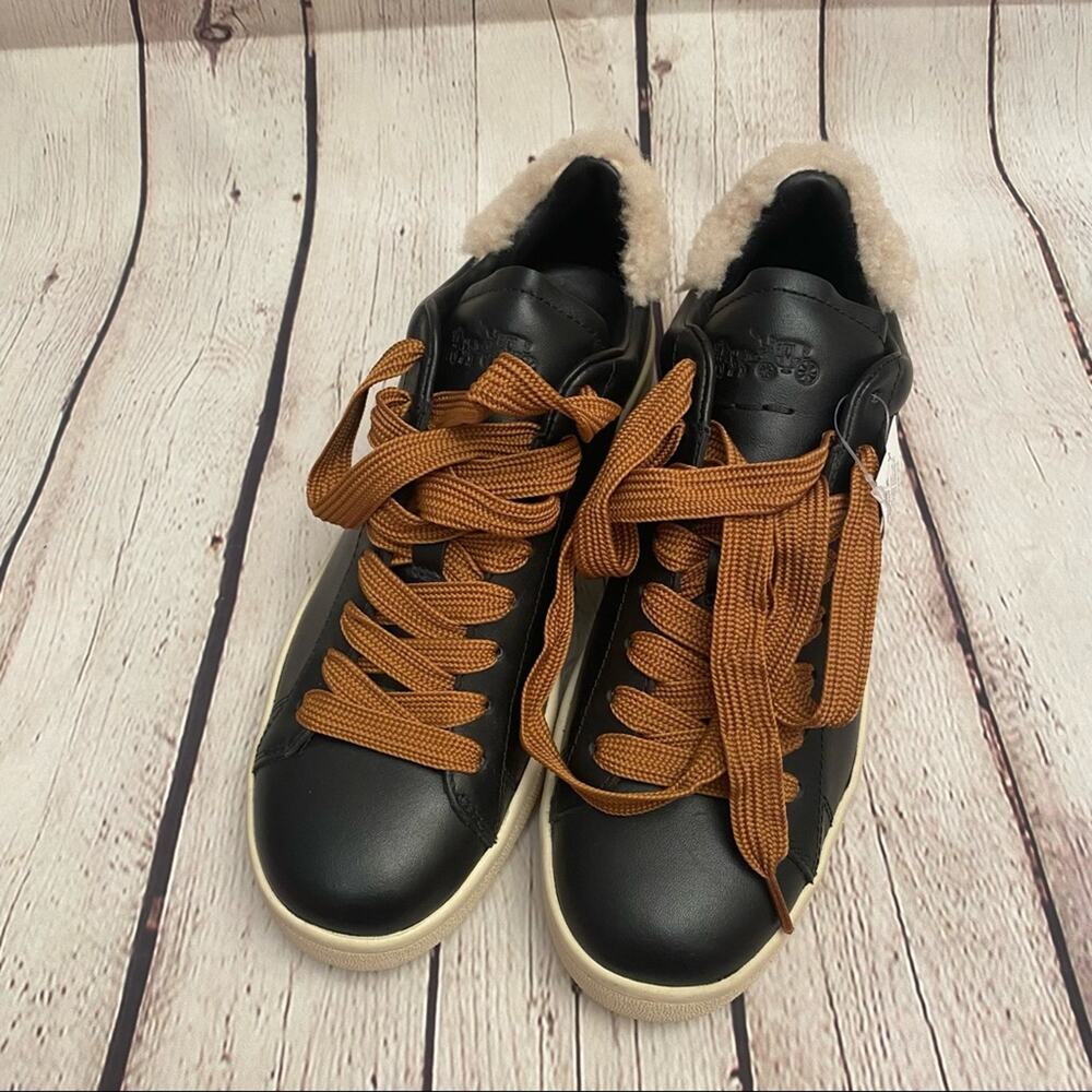 Coach Leather Shearling Sheep Fur Sneaker sz 7